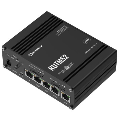 Teltonika RUTM52 Dual 5G Router with dual SIM and eSIM, 11 antennas, power supply